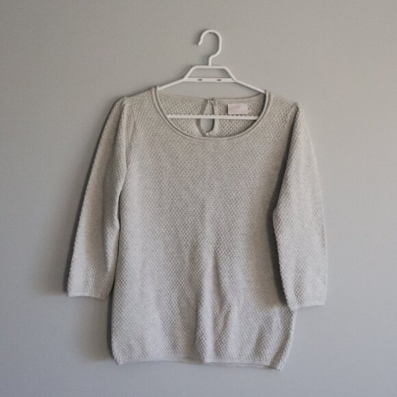 Kaffe Women Grey Sz S Edel Knit Lightweight Crewneck 3/4 Sleeve Pullover Sweater - Picture 1 of 10